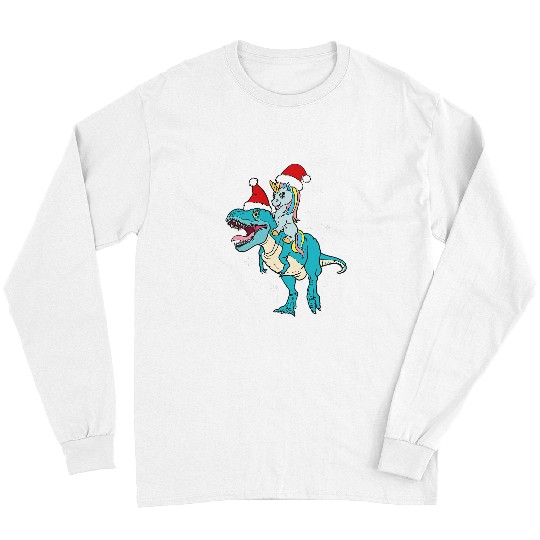 Unicorn Pet Pony Christmas Trex Santa Unicorn Riding Christmas Dinosaur 0 Long Sleeves