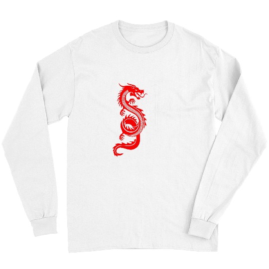 Dragon Pet Red Chinese Dragon Tile Mahjong Traditional Chineses Game Long Sleeves