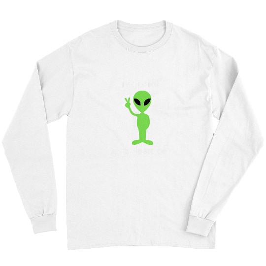 Aliens UFO Tee Funny Space and UFO Grey Green Alien Novelty Long Sleeves