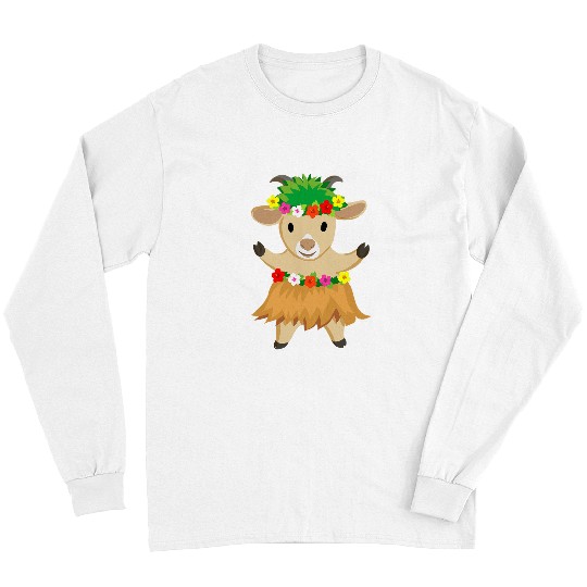 Goats Pet Funny Luau Party Aloha Hawaii Hula Long Sleeves