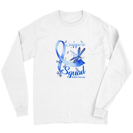 diabetess Ribbon T1D Warrior Support Squad diabetess Awareness Dragonfly Long Sleeves