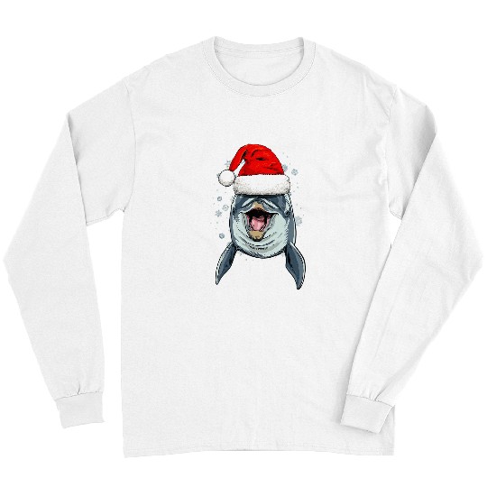 Dolphin Pet Gift Christmas Santa Clause Dolphin Whale Xmas Navidad Holiday013 Long Sleeves