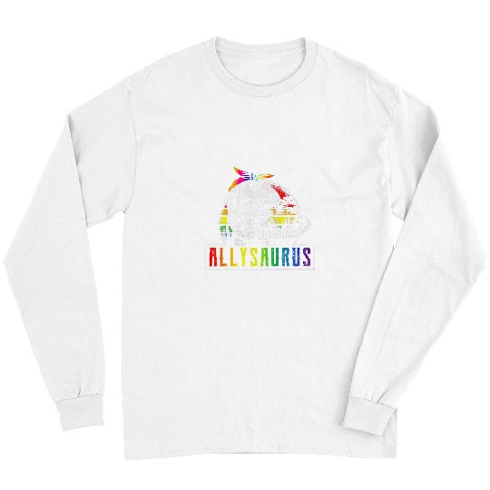 Dinosaur Pet LGBT Retro Allysaurus Rainbow Dinosaur T rexs LGBT Gay Les Pride Long Sleeves