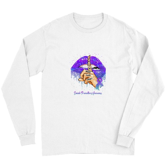 suicides Prevention 988 Ribbon Faith Hope Love Teal Purple Long Sleeves