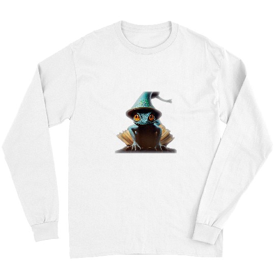 Book Fun Anthromorphic Tiny Wizard Lizard Wizard Hat Magic Long Sleeves