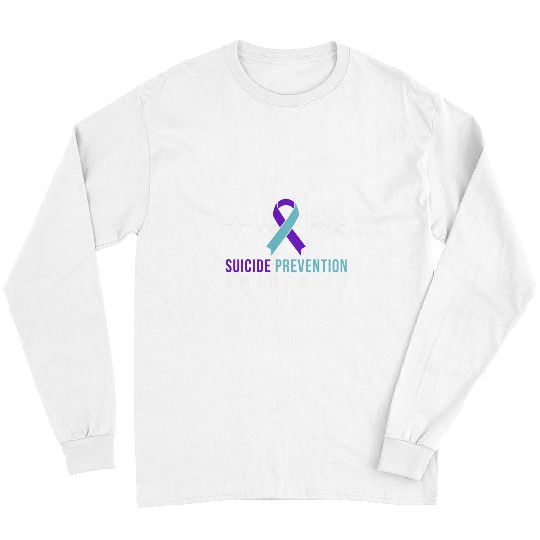 suicides Prevention 988 Ribbon Heartbeat suicides Prevention Awareness Pink And Teal Ribbon Long Sleeves