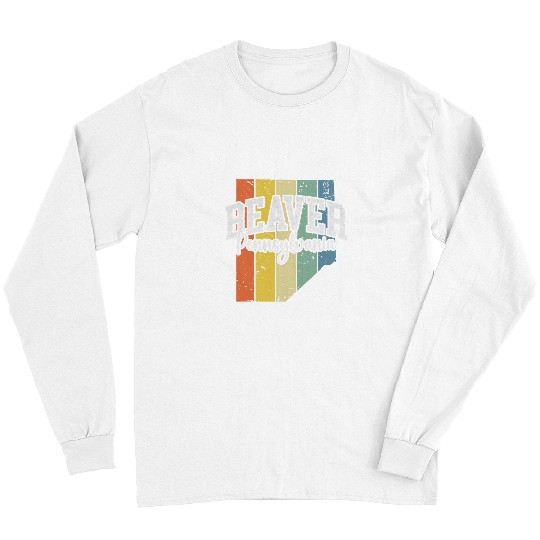 Beaver Pet Pennsylvania 15009 Retro Sunset Faded County Shape Long Sleeves