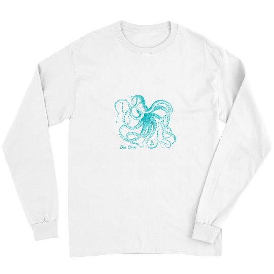 Octopus Pet Vintage Octopus Marine Biologist Design Green Sea Life Long Sleeves