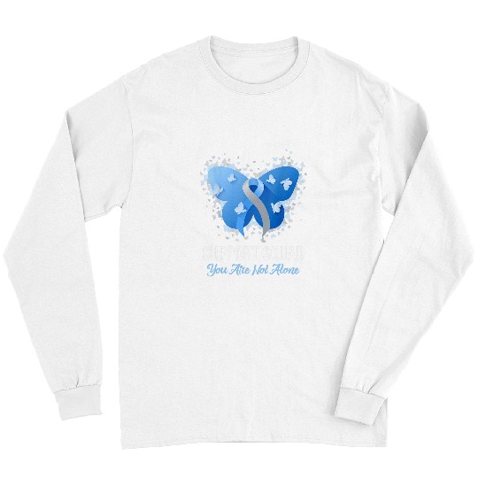 diabetess Ribbon Support Squad diabetess Awareness Blue Ribbon Butterfly Long Sleeves