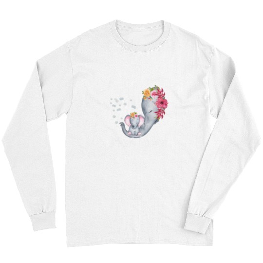 Elephant Mammal Mom To Be Elephant Baby Shower For Girl Floral Long Sleeves