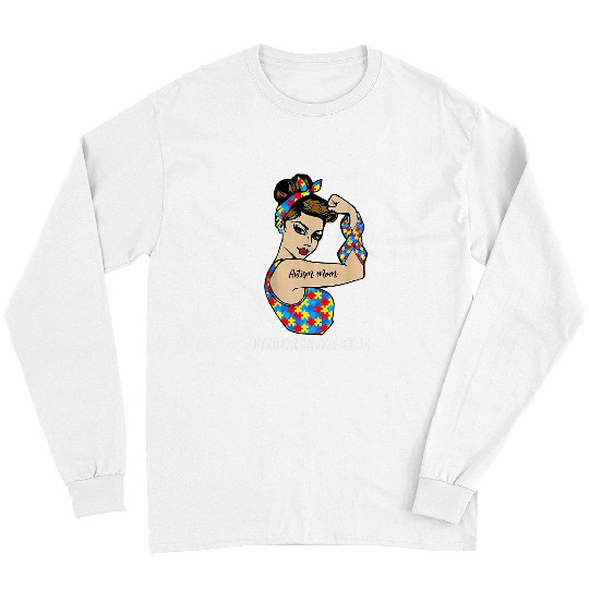 Autism Puzzle Mom Unbreakable Rosie The Riveter Strong Woman Power Long Sleeves
