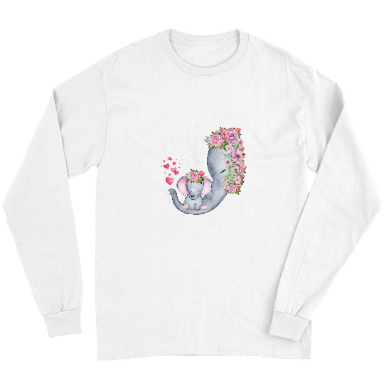 Elephant Mammal mom to be elephant baby shower floral Long Sleeves