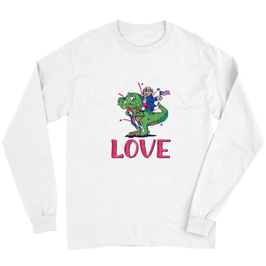 Dinosaur Pet Love America American Washington Dinosaur USA 4th Of July Long Sleeves