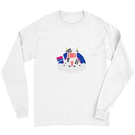 Cow Pet Bisexual Flag Cow LGBT Bi Pride Stuff Farmer Animal Long Sleeves