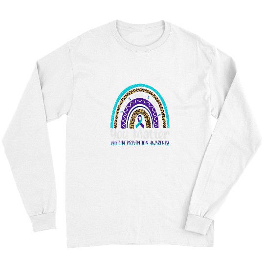 suicides Prevention 988 Ribbon You Matter Rainbow Leopard Warrior suicides Prevention Month Long Sleeves