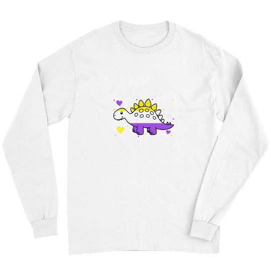 Dinosaur Pet Non Binary NonBinosaur Flag Dinosaur Funny Pride Month Long Sleeves