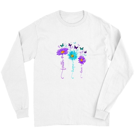 suicides Prevention 988 Ribbon Faith Hope Love Butterfly Daisy Long Sleeves