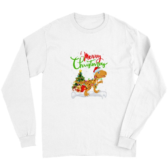 Dinosaur Pet Lover xmass Lighting Santa Tyrannosaurus Christmas Long Sleeves