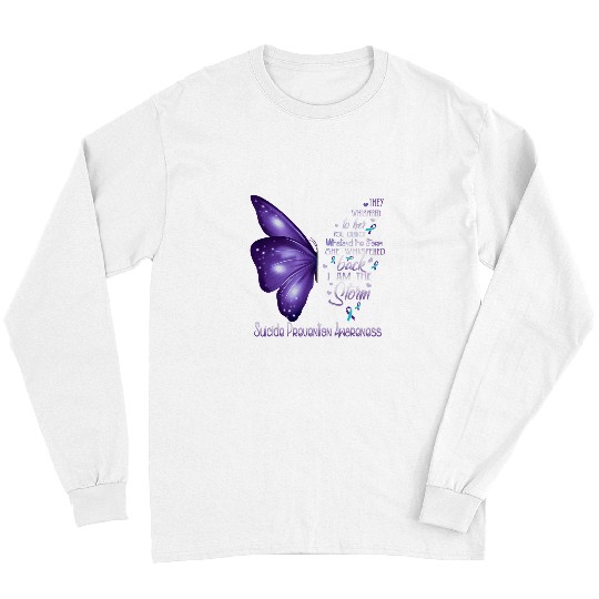 suicides Prevention 988 Ribbon I am the storm suicides Prevention Awareness Butterfly Long Sleeves