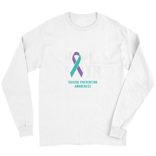 suicides Prevention 988 Ribbon Faith Hope suicides Prevention Awareness Purple and Teal Long Sleeves