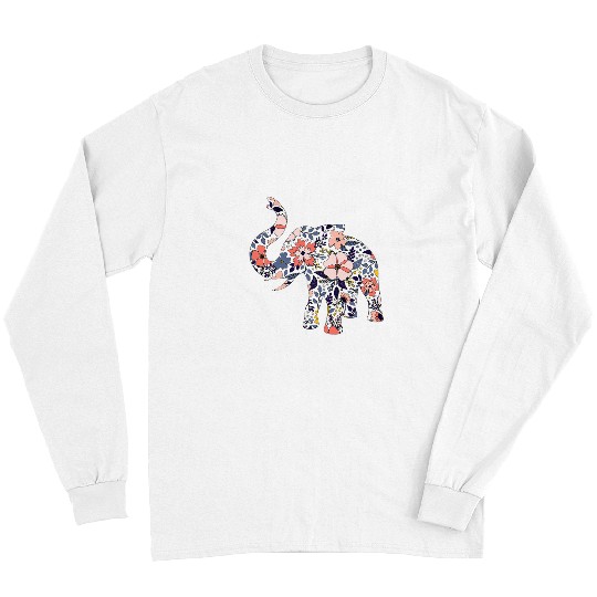 Elephant Mammal Flowers Floral Print Elephant Lovers Long Sleeves