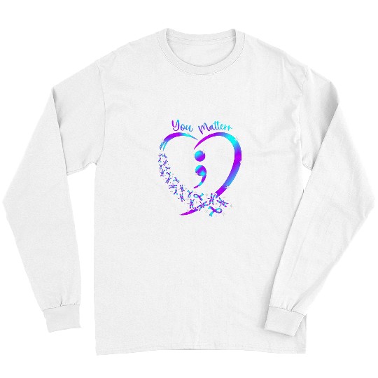 suicides Prevention 988 Ribbon You Matter suicides Prevention Teal Purple Awareness Ribbon 2 Long Sleeves