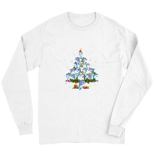 Dolphin Pet Gift Christmas Tree Lights Dolphin Lovers Xmas Long Sleeves