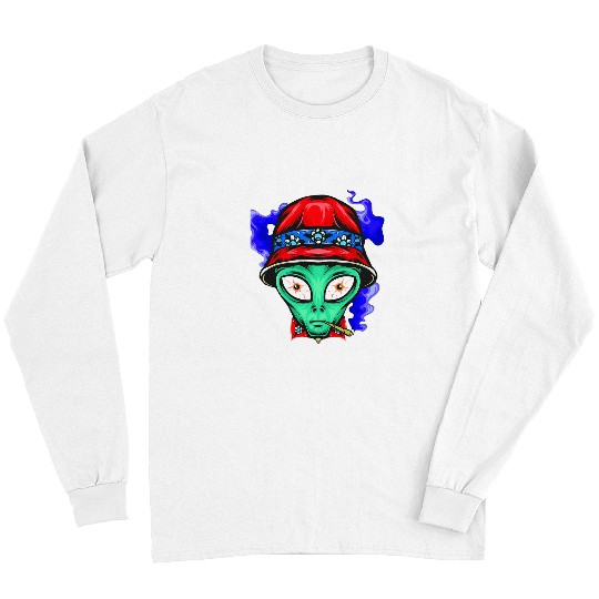 Aliens UFO face Funny Space Planets Galaxy Solar System Long Sleeves
