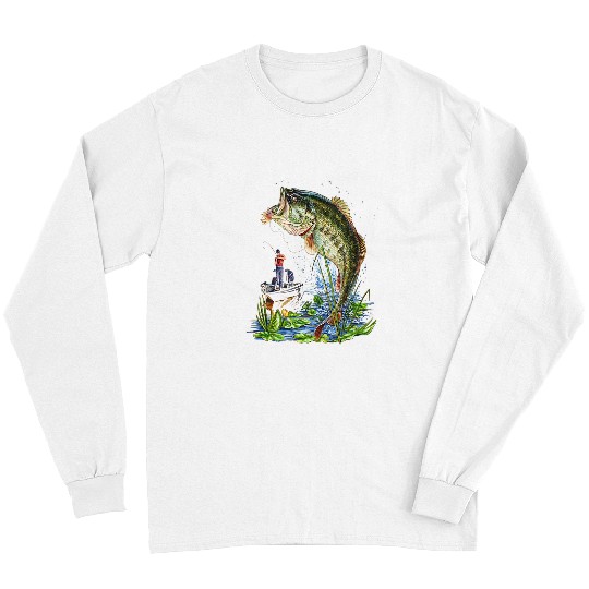 Fishing Fun Graphic graphic Large Mouth Bass Fish Long Sleeves