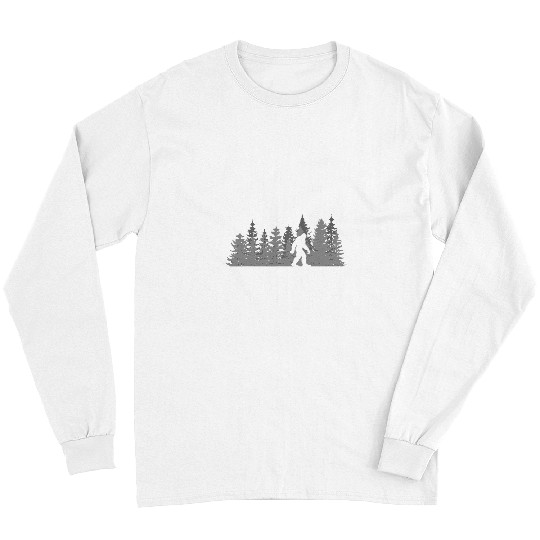 Bigfoot Pet in the Forest Sasquatch Monochrome Yeti Men Women Long Sleeves