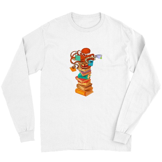 Octopus Pet Tea Coffee Book Lover Bookworm Reader Funny Long Sleeves