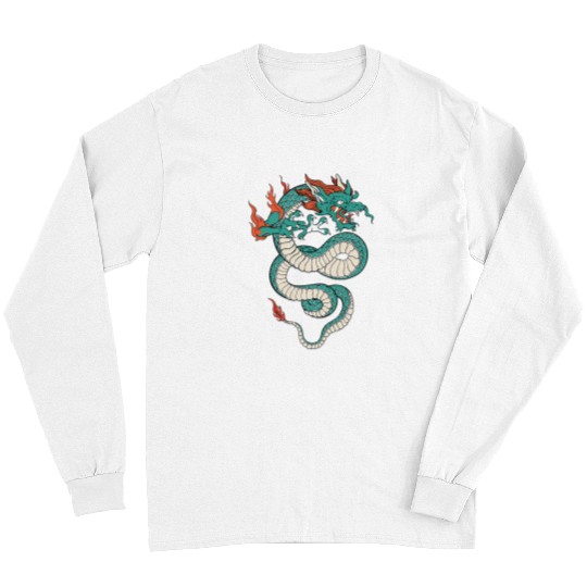 Dragon Pet Fires Flames Traditional Chinese Dragon Tattoo Long Sleeves