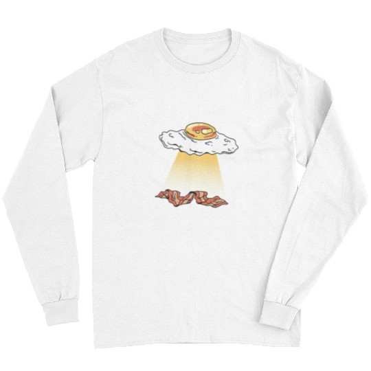 Aliens UFO Fried Egg and Bacon Alien Abduction Breakfast Long Sleeves