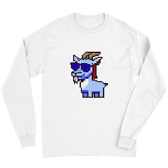 Goats Pet Gamer Goats joystick 80s 1980s arcade retro 8bit character Long Sleeves