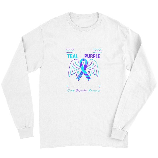 suicides Prevention 988 Ribbon I Wear Teal And Purple For suicides Prevention Awareness 6 Long Sleeves