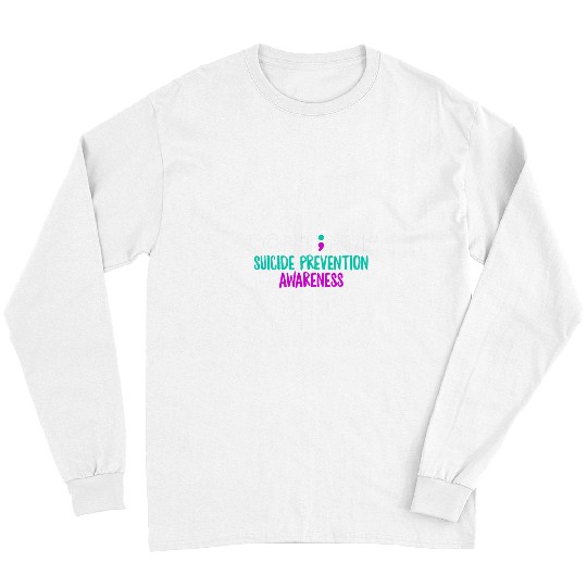 suicides Prevention 988 Teal Purple Ribbon Semicolon Long Sleeves