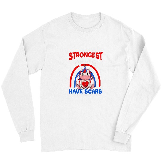 Unicorn Pet The Strongest Hearts Have Scars CHD Awareness Cute Unicorn 2 Long Sleeves