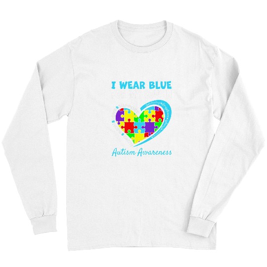 Autism Puzzle I Wear Blue For My Cousin Autism Awareness day Mom Dad 3 Long Sleeves