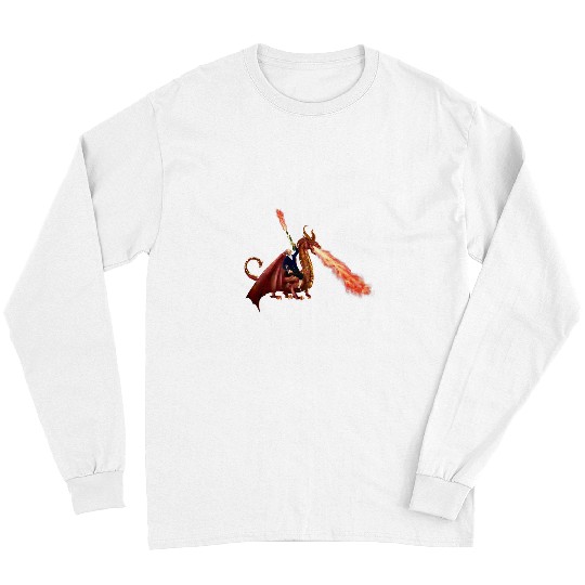 Dragon Pet George Washington with a flamethrower riding a Long Sleeves