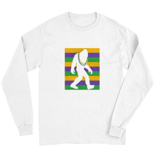 Bigfoot Pet Mardi Gras Sasquatch Funny Men Kids Gifts Long Sleeves