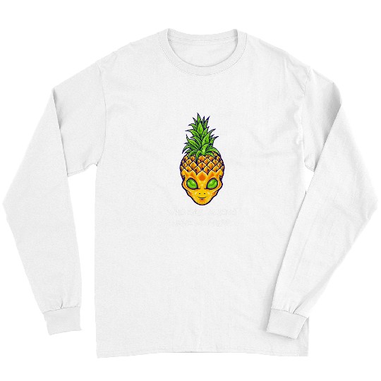 Aliens UFO pineapples UFO Hawaiian Skull Tropical Fruit Funny Long Sleeves