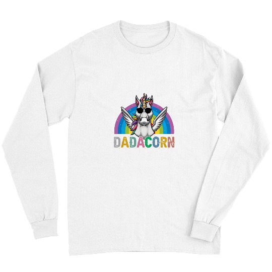 Unicorn Pet Dadacorn Awesome Rainbow Unicorn Rock n Roll For Fathers Day Long Sleeves