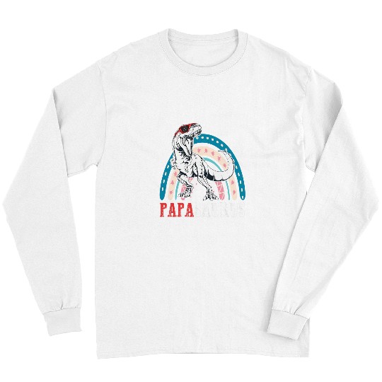 Dinosaur Pet Papasaurus T rexs Dinosaur Papa Saurus Rainbow Fathers Day Long Sleeves