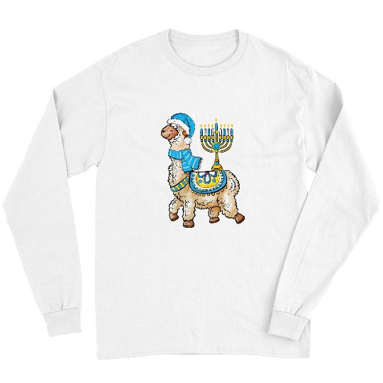 Llama Pet Funny Hanukkah Llama Pajama Menorah Cute Alpaca Chanukah Long Sleeves