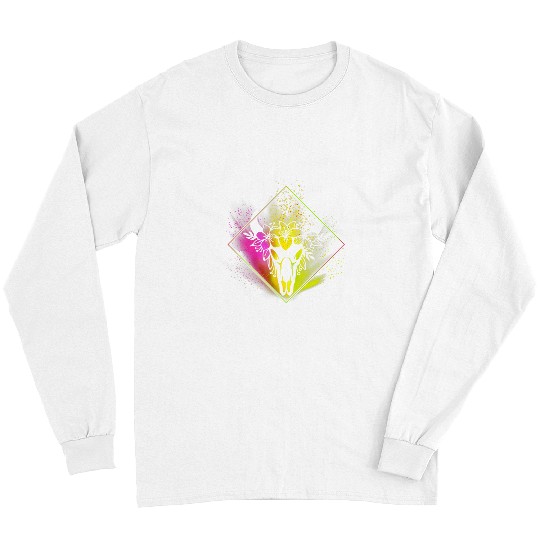 Cow Pet Boho Cow Skull Flowers Diamond Pink and Yellow Splatter Long Sleeves