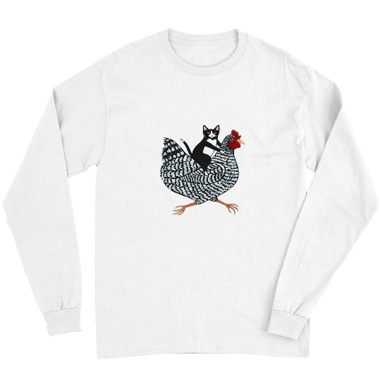 Chicken Pet tuxedo cat on a chicken chicken s Long Sleeves