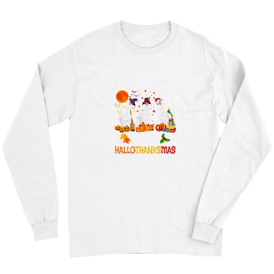 Llama Pet Thanksgiving Happy HalloThanksMas Halloween Christmas Long Sleeves