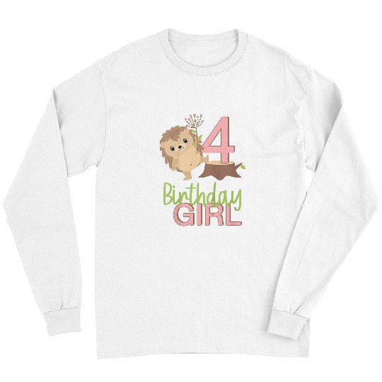 Hedgehog Pet Kids Hedgehogs 4 Years Old Woodland Forest Animal Birthday Party Long Sleeves