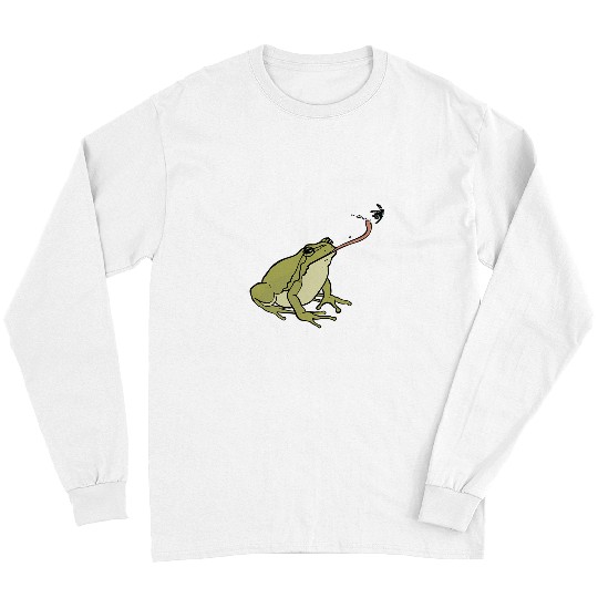 Frog Pet Cottagecore Goblincore Frog Catches Dragonfly Long Sleeves