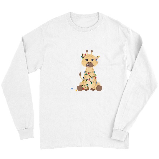 Giraffe Pet Tangled With Christmas Lights xmass Boys Girls Long Sleeves